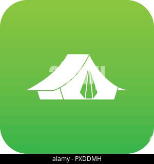 Tenda da campeggio icona verde digitale Illustrazione Vettoriale