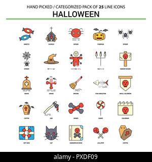 Halloween linea piatta Icon Set - Business Concept Design icone Illustrazione Vettoriale