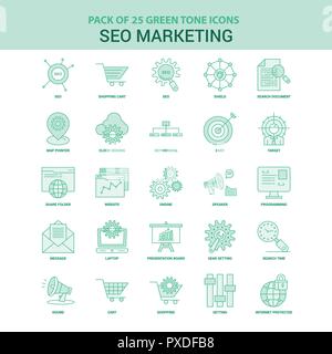 25 verde Marketing SEO icona impostare Illustrazione Vettoriale