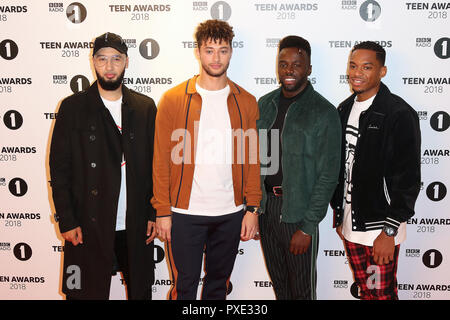 Londra, Regno Unito. 21 ott 2018. Rak-Su, Mustafa Rahimtulla, Myles Stephenson, Ashley Fongho, Jamaal Shurland, BBC Radio 1 Teen Awards 2018, SSE Wembley Arena, Londra, UK, 21 ottobre 2018, Foto di Richard Goldschmidt Credito: ricca di oro/Alamy Live News Foto Stock