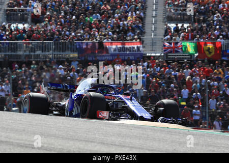Il 21 ottobre 2018, il circuito delle Americhe, Austin, Stati Uniti d'America; la Formula Uno al Gran Premio degli Stati Uniti, il giorno della gara; la Scuderia Toro Rosso, Brendon Hartley Foto Stock