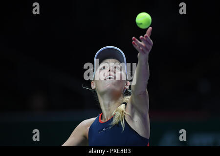 Caroline WOZNIACKI (DNK) , Oct 21, Caroline WOZNIACKI (DNK) vs Karolina Pliskova (CZE) - 2018 BNP Paribas WTA finali (foto di Haruhiko Otsuka/AFLO) Foto Stock