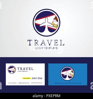 Viaggio Samoa Americana Creative Circle bandiera Logo e biglietto da visita di progettazione Illustrazione Vettoriale