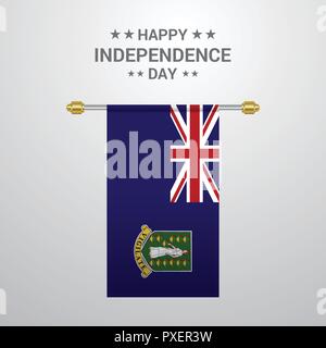 Isole Vergini UK Independence Day appesi sullo sfondo di bandiera Illustrazione Vettoriale