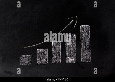 Crescente grafico sulla lavagna. La crescita delle vendite concept Foto Stock
