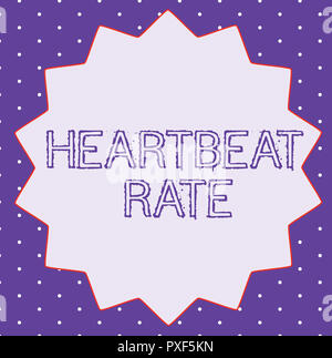 Conceptual la scrittura a mano che mostra la frequenza cardiaca. Business photo testo misurato dal numero di volte in cui il cuore si contrae al minuto. Foto Stock