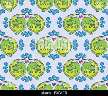 Vector seamless pattern con coccodrillo. Modello per i bambini. Illustrazione Vettoriale