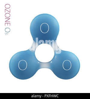 O3 ozono 3d molecola isolata su bianco. Foto Stock