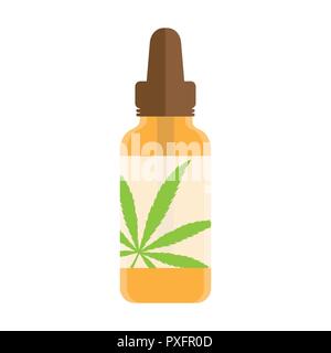 Olio di cannabis flacone isolati su sfondo bianco illustrazione vettoriale EPS10 Illustrazione Vettoriale