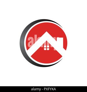 Cerchio Real Estate Home Logo Design modello illustrazione vettoriale Illustrazione Vettoriale