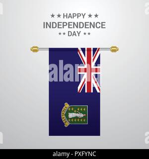 Isole Vergini UK Independence Day appesi sullo sfondo di bandiera Illustrazione Vettoriale