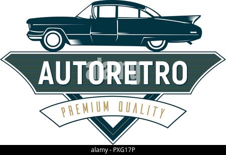 Retrò auto modello Logo Design logo vintage stile. Illustrazione Vettoriale