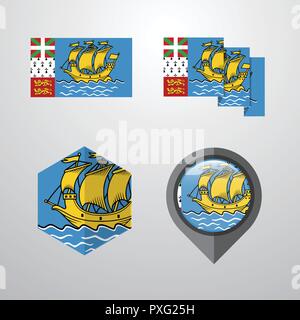 Saint Pierre e Miquelon flag set design vector Illustrazione Vettoriale