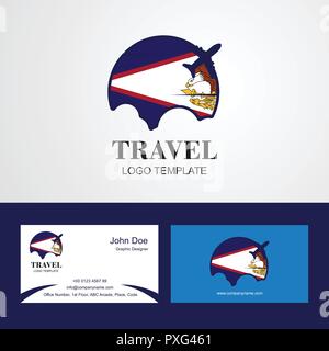 Viaggi Samoa Americane bandiera Logo e biglietto da visita Design Illustrazione Vettoriale