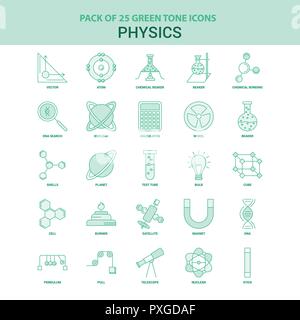 25 verde fisica icona impostare Illustrazione Vettoriale