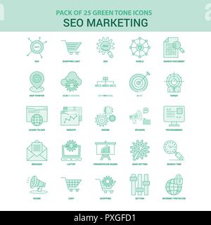 25 verde Marketing SEO icona impostare Illustrazione Vettoriale