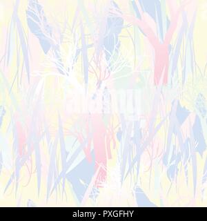 Militari di camuffamento di texture con alberi, rami, erba e acquerello macchie Illustrazione Vettoriale