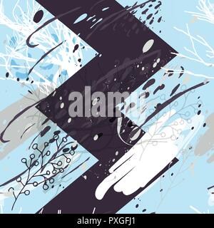 Militari di camuffamento di texture con alberi, rami, erba e acquerello macchie Illustrazione Vettoriale