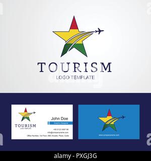 Travel bandiera boliviana Creative logo Star e business card design Illustrazione Vettoriale