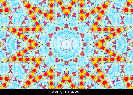 Abstract kaleidoscope pattern, sfondo colorato mirroring riflettente sfondo grafico come elemento di design Foto Stock