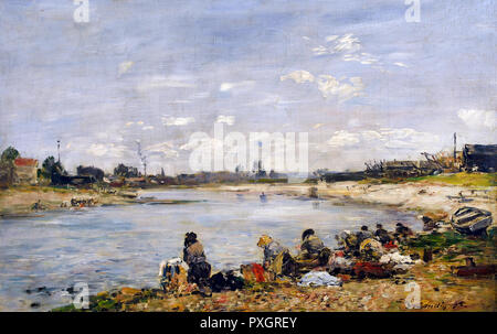 Eugène Boudin (1824- 1898) Lavandaie 1895 del XIX secolo, francia, francese. Foto Stock