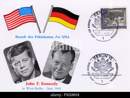Visita presidenziale di JFK in Germania - Card commemorativa Foto Stock