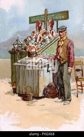 Italian Street Oyster Venditore e Generale Fishmonger Foto Stock