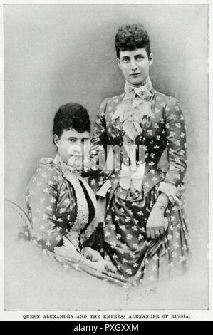 Regina Alexandra con sorella Dowager Empress Marie Feodorovna Foto Stock