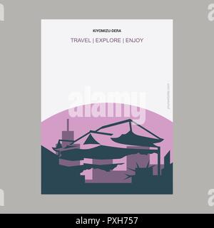 Kiyomizu-dera Kyoto, Giappone stile vintage Landmark modello Poster Illustrazione Vettoriale