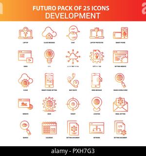 Orange Futuro sviluppo 25 icona impostare Illustrazione Vettoriale