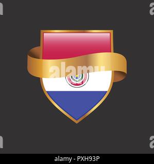 Il Paraguay bandiera Golden badge vettore di design Illustrazione Vettoriale