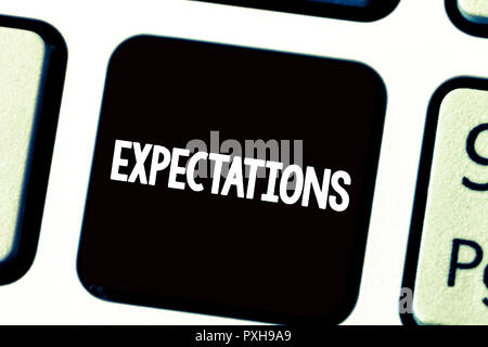 Segno di testo che mostra le aspettative. Foto concettuale forte convinzione che qualcosa accada o essere il caso. Foto Stock