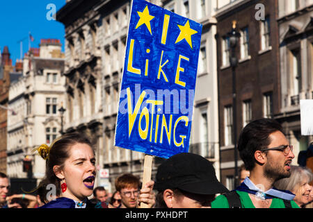 Il 20 ottobre 2018, marzo per il futuro - voto popolare, Brexit Campagna, London, Regno Unito Foto Stock