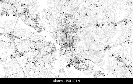 Mappa satellitare di Columbia, nella Carolina del Sud, per le strade delle città. Mappa della strada, mappa del centro citta'. Stati Uniti d'America Illustrazione Vettoriale