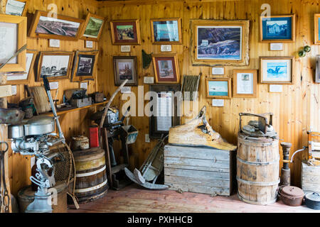 Il primo tipo di pesca Berth & Heritage Centre, vicino Twillingate, Terranova. Foto Stock