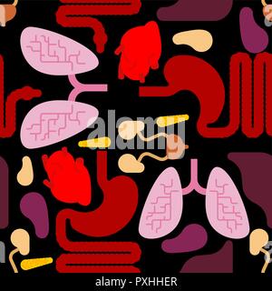 Umano gli organi interni senza giunture di pattern. Anatomia dello sfondo. Sistemi del corpo uomo e organi ornamento. medical systems texture. illustrazione vettoriale Illustrazione Vettoriale