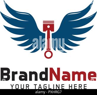 Pistone logo ali Illustrazione Vettoriale