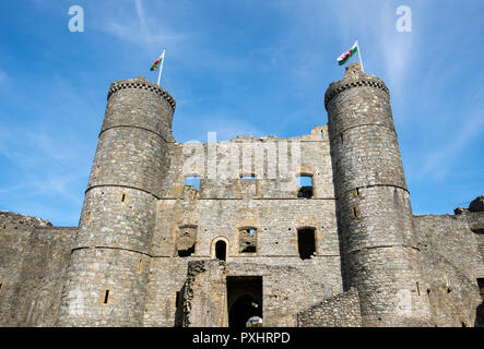 Harlech Castle in Gwynedd, il Galles del Nord Foto Stock