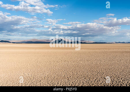 Deserto secco ombre sul lago alla fine del Mojave river vicino Zzyzx e Baker nella California Meridionale. Foto Stock