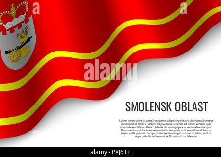 Sventola bandiera di Smolensk Oblast è una regione della Russia su sfondo trasparente. Modello per banner o poster. illustrazione vettoriale Illustrazione Vettoriale