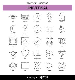 Linea universale Icon Set - 25 profilo tratteggiato Style Illustrazione Vettoriale