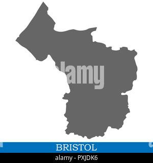Alta qualità mappa di Bristol è una città nel Regno Unito, con i confini dei distretti Illustrazione Vettoriale