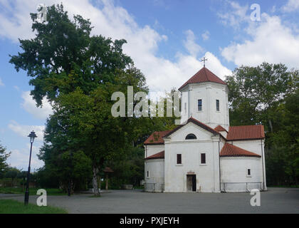 Zugdidi Dadiani Palazzo della Chiesa vista con struttura ad albero e cielo blu in estate Foto Stock