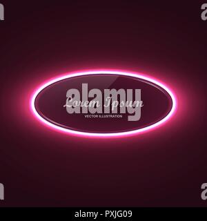 Cerchio neeon banner con incandescenza effetto luce Illustrazione Vettoriale