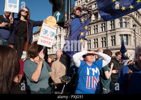 Londra, UK, 20thOctober 2018. Più di 500.000 persone hanno marciato sul Parlamento di chiedere la loro voce democratica di essere ascoltato in un punto di riferimento di dimostrazione fatturata come la più importante protesta di una generazione. Come data di UK Brexit dall'Unione europea, i manifestanti radunati nel loro decine di migliaia di persone a fare i leader politici prendere l'avviso e per dare al pubblico britannico un voto finale sul Brexit trattativa. (Foto di Mike Abrahams/Alamy Live News Foto Stock