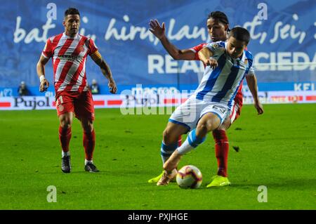 Luca Sangalli della Real Sociedad durante il campionato spagnolo partita di calcio tra il Real Sociedad e Girona a Stadio Anoeta il 22 ottobre 2018 in San Sebastian, Spagna Cordon premere Foto Stock
