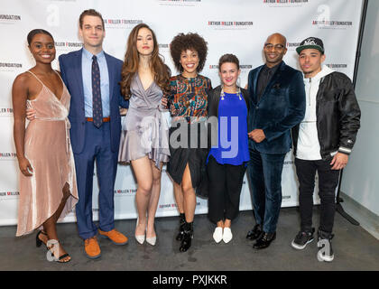 New York, NY - Ottobre 22, 2018: Denee Benton, ospite, Solea Pfeiffer, Sasha Hutchings, Betsy Struxness, Brandon Victor Dixon, Anthony Ramos assiste 2018 Arthur Miller Foundation Gala onora al City Winery Credito: lev radin/Alamy Live News Foto Stock