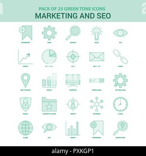 25 Green Marketing e SEO icona impostare Illustrazione Vettoriale