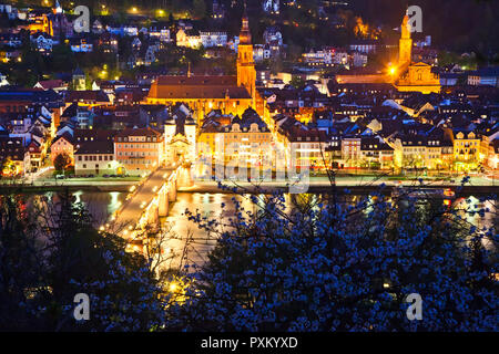 Heidelberg di notte, Germania Foto Stock