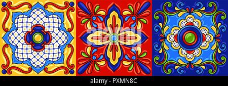 Mexican talavera piastrella ceramica pattern. Illustrazione Vettoriale